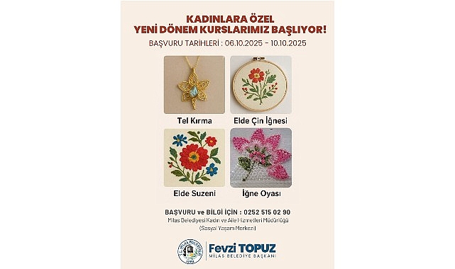 Milas Belediyesi’nin kursları için kayıtlar başlıyor