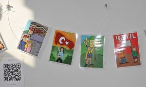 EÜ’de öğrencilerin kaleminden Cumhuriyet ve Atatürk karikatürleri sergilendi