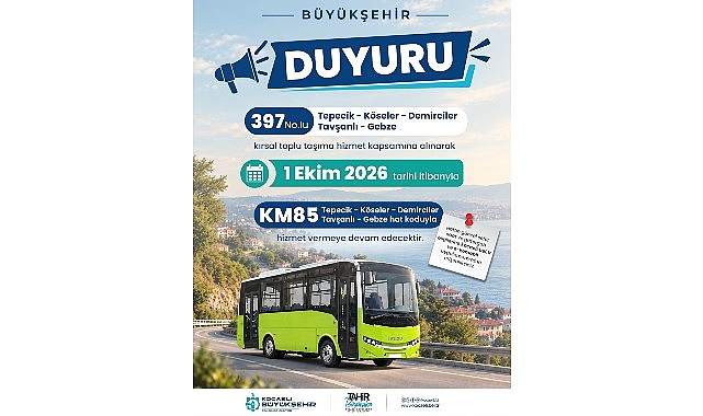 397 No’lu hat KM85 olarak sefer yapacak